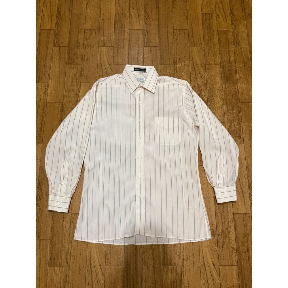 VINTAGE Gitman Bros Shirt Mens 15 1/2 32 Red White Striped Cotton Preppy USA